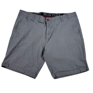 Iron Flex Men Grey Chino Shorts Size 40 Stretch Cotton Flat Front Casual RN95705